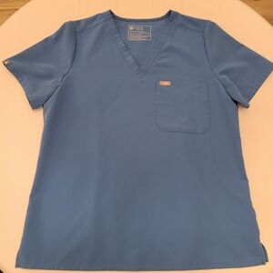 FIGS Catarina V-Neck Scrub Top|Women's Large|Ceil Blue